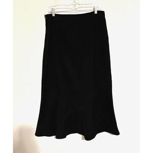 White Sag Skirt 10 Black Faux Suede Poly Midi Flared Preppy